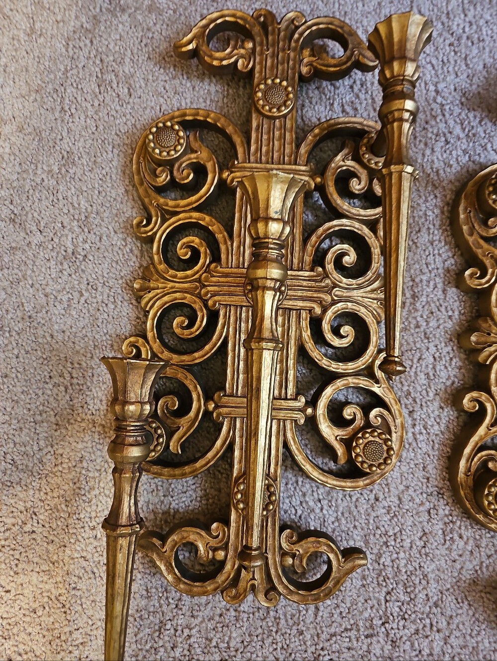 PAIR HOMCO DART 4193 GOTHIC ORNATE WALL CANDELABRA CANDLE HOLDER SCONCES - Picture 2 of 9